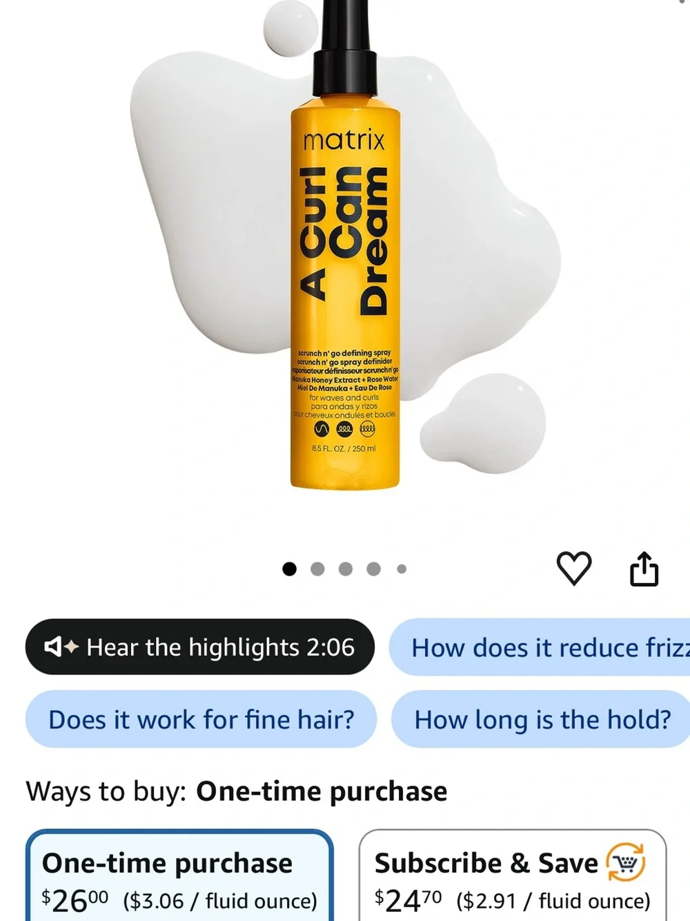 Matix A Curl Can Dream Defining Spray